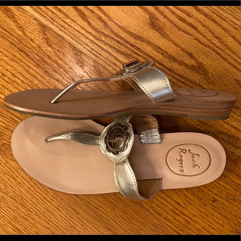 Nwot Jack Rogers Slides, Platinum